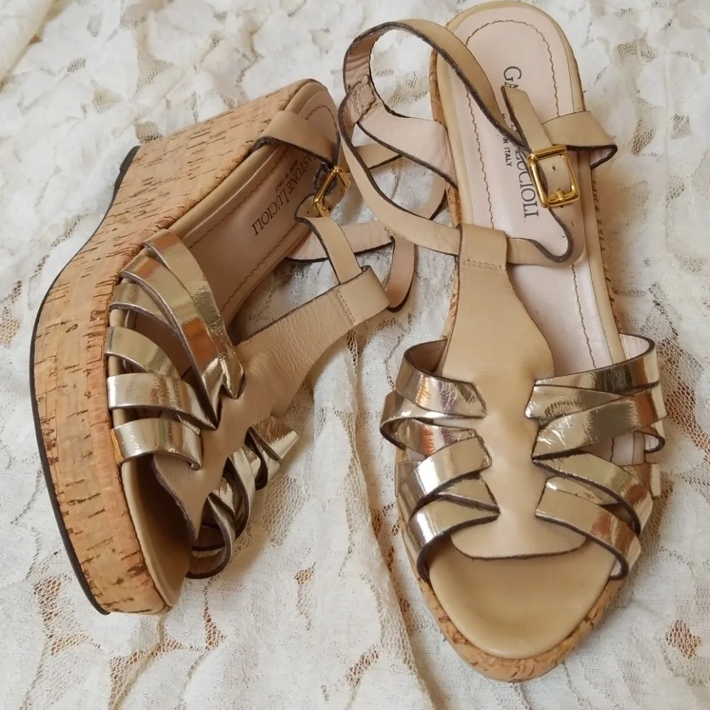 Gastone Lucioli Cork LeatherPlatform Shoes